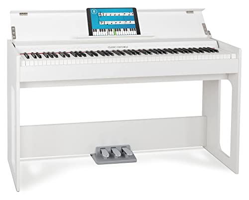 Classic Cantabile DP-S1 WM E-Piano - 88 gewichtete Tasten mit Hammermechanik und Anschlagdynamik - Slimline-Design - Layer-, Split- und Twinova-Funktion - 3 Pedale - Weiß matt von Classic Cantabile