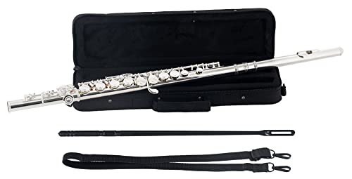 Classic Cantabile FL-200 Querflöte versilbert - Professionelles Einsteigerinstrument aus Neusilber - Leichtgängige E-Mechanik und Ansprache mit akkurater Intonation - Inkl. Wischerstab und Etui von Classic Cantabile