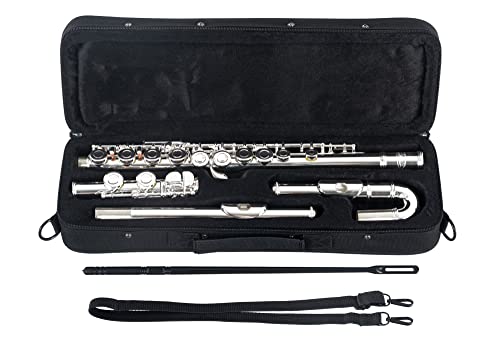 Classic Cantabile FL-200U Querflöte Neusilber - Einsteigerinstrument insbesondere für Kinder geeignet - Leichtgängige E-Mechanik und verzogenes G - Inklusive Wischerstab und Etui von Classic Cantabile