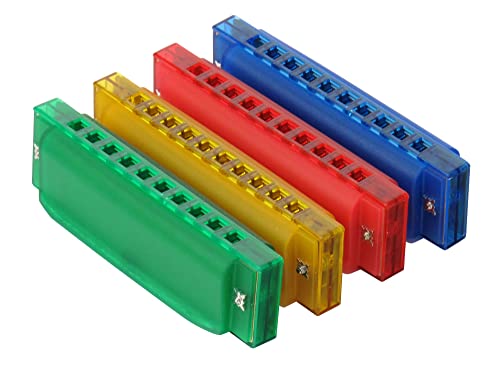 Classic Cantabile FunKids Mundharmonika 2er Set - Mundharmonika in C-Dur Tonart - Im 2er Spar-Set - BluesHarp ideal für Kinder - Kunststoffkörper in grün, gelb, rot oder blau - Farbig unsortiert von Classic Cantabile