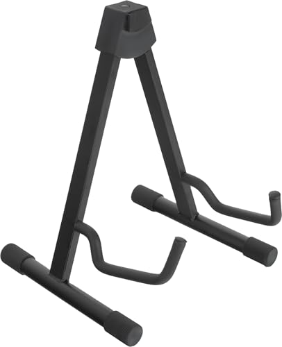 Classic Cantabile GS-2009A Gitarrenständer für Akustikgitarren/-Bässe - 3-fach verstellbar - Druckknopfsystem - zusammenlegbar - gepolsterte Auflagefläche - Gummifüße - schwarz von Classic Cantabile