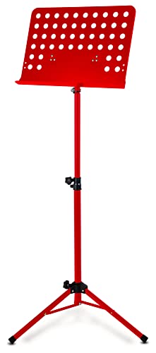 Classic Cantabile Metall Orchesterpult Lochblech - Stabiler Notenständer mit Lochblechauflage - Höhenverstellbar von 58 bis 100cm - Notenpult mit Extra breite 50 cm Auflage - Rot Classic Cantabile Metall Orchesterpult Lochblech - Stabiler Notenständer mit Lochblechauflage - Höhenverstellbar von 58 bis 100cm - Notenpult mit Extra breite 50 cm Auflage - Rot von Classic Cantabile