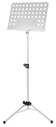 Classic Cantabile Metall Orchesterpult Lochblech - Stabiler Notenständer mit Lochblechauflage - Höhenverstellbar von 58 bis 100cm - Notenpult mit Extra breite 50 cm Auflage - Weiß Classic Cantabile Metall Orchesterpult Lochblech - Stabiler Notenständer mit Lochblechauflage - Höhenverstellbar von 58 bis 100cm - Notenpult mit Extra breite 50 cm Auflage - Weiß von Classic Cantabile