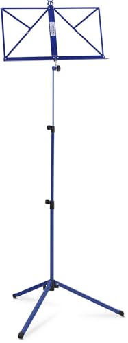 Classic Cantabile Notenständer Medium - Klappbares Notenpult für Kinder und Erwachsene - Mit Notenhalter an der Auflage - Höhenverstellbar von 65-130 cm - Gummifüße - Blau von Classic Cantabile