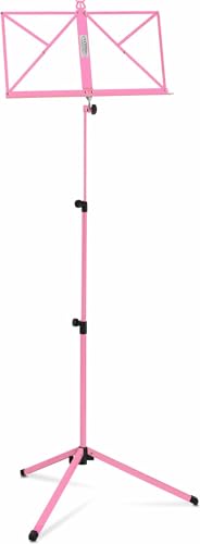 Classic Cantabile Notenständer Medium - Klappbares Notenpult für Kinder und Erwachsene - Mit Notenhalter an der Auflage - Höhenverstellbar von 65-130 cm - Gummifüße - Pink von Classic Cantabile