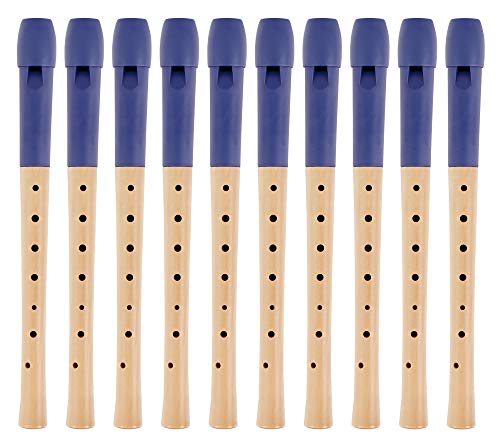Classic Cantabile Pivella C-Sopran Blockflöte - 10 Flöten aus Ahornholz mit Kopf aus Kunststoff - Deutsche Griffweise - Inkl. Etui, Grifftabelle, Wischerstab und Korkfett - Blau von Classic Cantabile