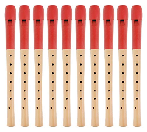 Classic Cantabile Pivella C-Sopran Blockflöte - 10 Flöten aus Ahornholz mit Kopf aus Kunststoff - Deutsche Griffweise - Inkl. Etui, Grifftabelle, Wischerstab und Korkfett - Rot von Classic Cantabile