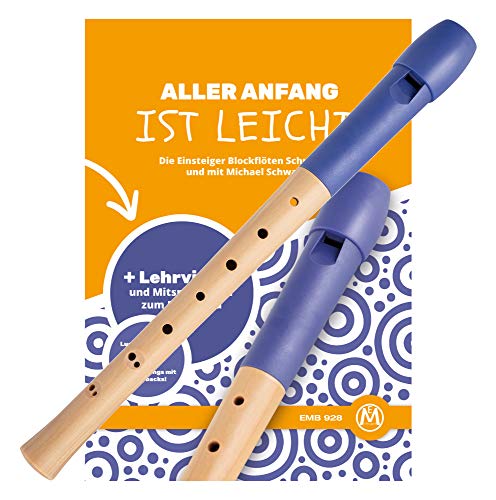 Classic Cantabile Pivella C-Sopran Blockflöte Set - Ahornholz mit Kopf aus Kunststoff - Barocke Griffweise - Inkl. Schule, Etui, Grifftabelle, Wischerstab und Korkfett - Blau von Classic Cantabile