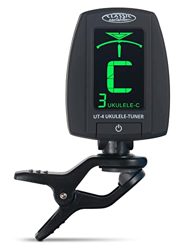 Classic Cantabile UT-4 Ukulelen Clip Tuner - Stimmgerät für Ukulelen - Zum Anklemmen an die Kopfplatte - Spezielle Modi für C- und D-Stimmung - Zusätzlicher chromatischer Modus - 360° drehbarer Kopf von Classic Cantabile