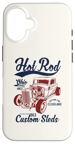 Hotrod Cleveland Ohio Automotive Nostalgie Distressed Design Hülle für iPhone 16 Hotrod Cleveland Ohio Automotive Nostalgie Distressed Design Hülle für iPhone 16 von Classic Cleveland Hotrod Car Designs and Souvenirs