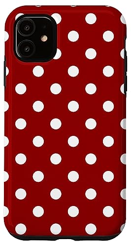 Hülle für iPhone 11 Weiße Punkte auf rotem Punktemuster #521 von Classic Dotted Pattern Polka Dots Design