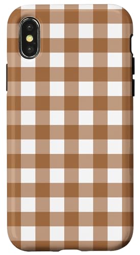 Braunes Gingham-Karo, ästhetisch, Mädchen, niedlich, adrett, Vintage, Boho Hülle für iPhone X/XS Braunes Gingham-Karo, ästhetisch, Mädchen, niedlich, adrett, Vintage, Boho Hülle für iPhone X/XS von Classic Gingham Plaid Chic