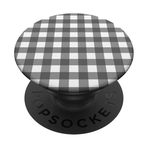 Dunkelgraues Gingham-Karo, ästhetisch, Mädchen, adrett, Vintage, niedlich PopSockets Klebender PopGrip Dunkelgraues Gingham-Karo, ästhetisch, Mädchen, adrett, Vintage, niedlich PopSockets Klebender PopGrip von Classic Gingham Plaid Chic