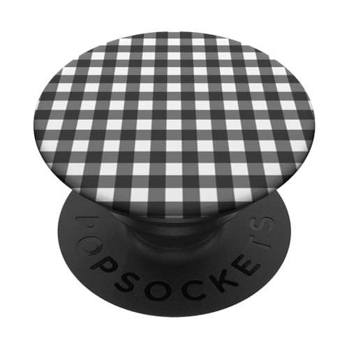 Dunkelgraues Gingham-Karo, ästhetisch, Mädchen, adrett, Vintage, niedlich PopSockets Klebender PopGrip Dunkelgraues Gingham-Karo, ästhetisch, Mädchen, adrett, Vintage, niedlich PopSockets Klebender PopGrip von Classic Gingham Plaid Chic