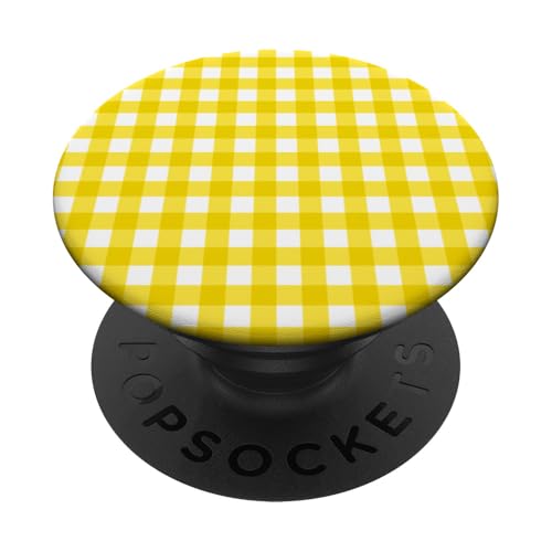 Gelbes Gingham-Karo, ästhetisch, Mädchen, adrett, Vintage, niedlich PopSockets Klebender PopGrip Gelbes Gingham-Karo, ästhetisch, Mädchen, adrett, Vintage, niedlich PopSockets Klebender PopGrip von Classic Gingham Plaid Chic