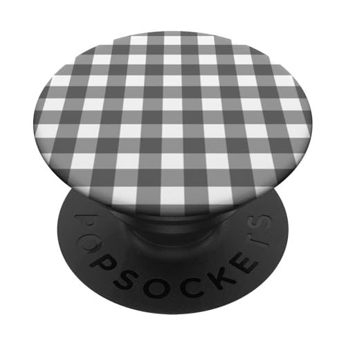 Graues Gingham-Karo, ästhetisch, Mädchen, adrett, Vintage, niedlich PopSockets Klebender PopGrip Graues Gingham-Karo, ästhetisch, Mädchen, adrett, Vintage, niedlich PopSockets Klebender PopGrip von Classic Gingham Plaid Chic