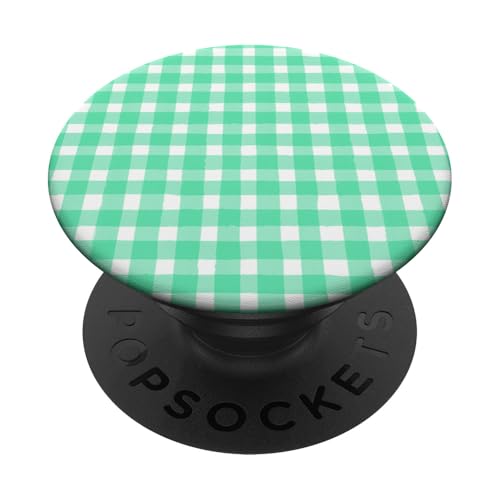 Grünes Gingham-Karo, ästhetisch, Mädchen, adrett, Vintage, trendig PopSockets Klebender PopGrip Grünes Gingham-Karo, ästhetisch, Mädchen, adrett, Vintage, trendig PopSockets Klebender PopGrip von Classic Gingham Plaid Chic
