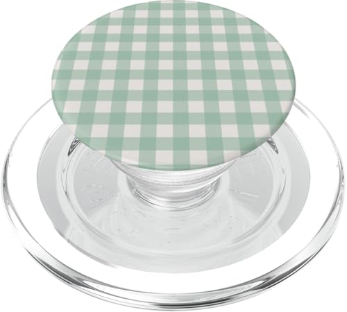 Hellgrün Beige Gingham Plaid Ästhetisch Adrett Vintage PopSockets PopGrip für MagSafe Hellgrün Beige Gingham Plaid Ästhetisch Adrett Vintage PopSockets PopGrip für MagSafe von Classic Gingham Plaid Chic