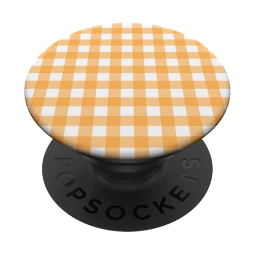 Hellorange-weißes Gingham-Karo, ästhetisch, Mädchen, adrett PopSockets Klebender PopGrip Hellorange-weißes Gingham-Karo, ästhetisch, Mädchen, adrett PopSockets Klebender PopGrip von Classic Gingham Plaid Chic