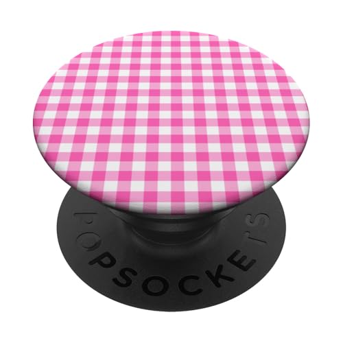 Pink Gingham Plaid Aesthetic Girly Adrett Vintage Cute Boho PopSockets Klebender PopGrip von Classic Gingham Plaid Chic