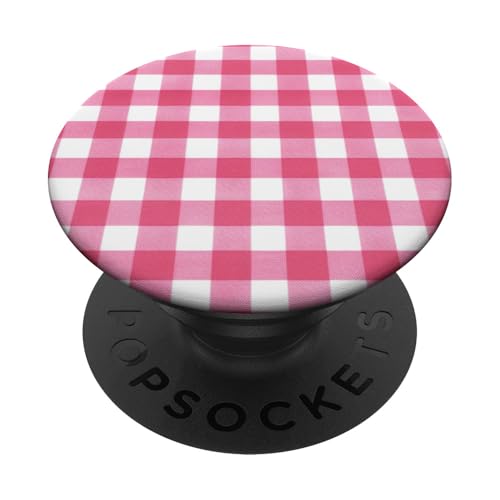 Pink White Gingham Plaid Ästhetisch Girly Adrett Vintage Cute PopSockets Klebender PopGrip von Classic Gingham Plaid Chic