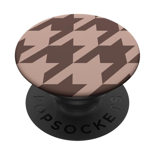 Beige und Kaffeebraun, Hahnentrittmuster, Hahnentrittmuster PopSockets Klebender PopGrip von Classic Houndstooth Designs