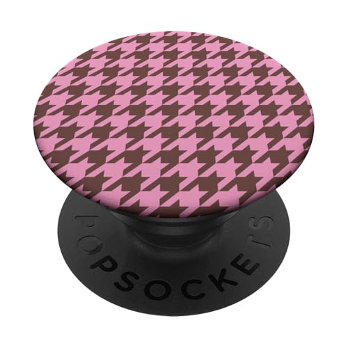 Klassisches Rosa und Braun, Hahnentrittmuster, Hahnentrittmuster PopSockets Klebender PopGrip Klassisches Rosa und Braun, Hahnentrittmuster, Hahnentrittmuster PopSockets Klebender PopGrip von Classic Houndstooth Designs
