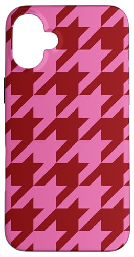Klassisches Rot und Rosa, Hahnentrittmuster, Hahnentrittmuster Hülle für iPhone 16 Plus von Classic Houndstooth Designs