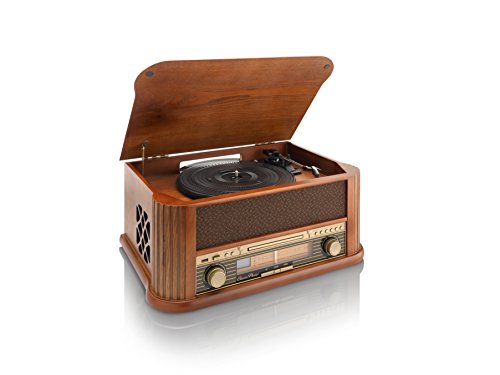 Classic Phono TCD-2500 Musikanlage mit Plattenspieler - Kompaktanlage - Mit Direktaufnahme von LP und CD - Radio/CD-Spieler - Riemenantrieb - 3 Geschwindigkeiten - Holz von Classic Phono