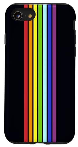 Hülle für iPhone SE (2020) / 7 / 8 LGBT Rainbow Pride Colors Retro Stripes 70er Jahre Stil Design von Classic Retro Stripes 70s 80s Vintage Love