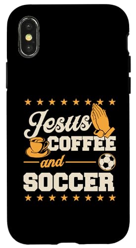Jesus Kaffee und Fußball Hülle für iPhone X/XS von Classic Style Soccer Merch With a Retro Aesthetic