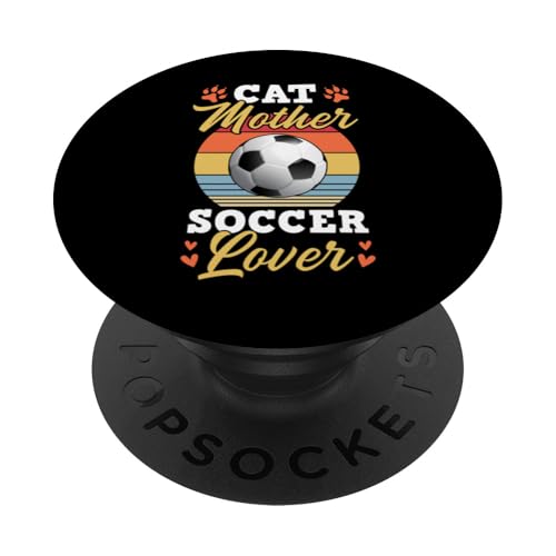 Katzenmutter Fußballliebhaber PopSockets Klebender PopGrip Katzenmutter Fußballliebhaber PopSockets Klebender PopGrip von Classic Style Soccer Merch With a Retro Aesthetic