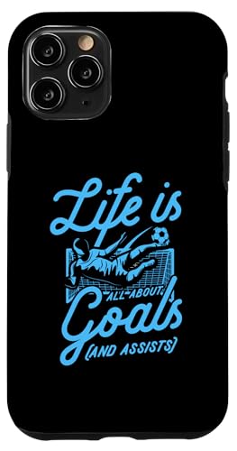 Life Is All About Goals And Assists Lustiger Fußball-Witz Hülle für iPhone 11 Pro von Classic Style Soccer Merch With a Retro Aesthetic