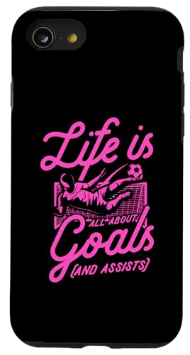 Life Is All About Goals And Assists Lustiger Fußball-Witz Hülle für iPhone SE (2020) / 7 / 8 von Classic Style Soccer Merch With a Retro Aesthetic