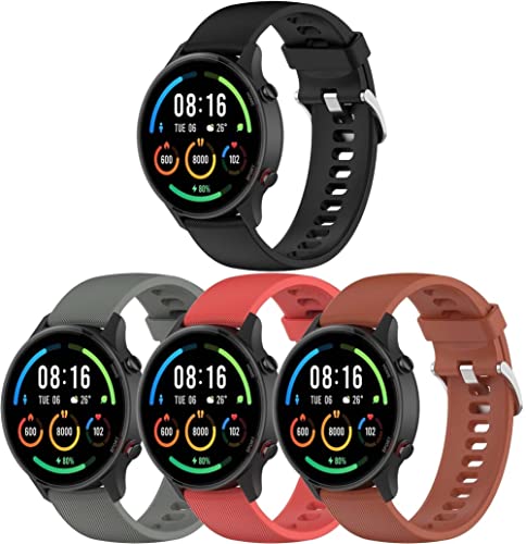 Classicase Uhrenarmband kompatibel mit Xiaomi Haylou RT LS05S / Mi Watch Sport/Mi Watch Color, Premium Weiches Silikon Verstellbarer Ersatzgurt (4-Pack G) von Classicase