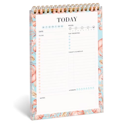 Classycoo A5 To Do Listen Block, Tagesplan Notizblock mit Sprialbindung - 50 Blatt | Aufgabenplaner mit Prioritäten, A5 Notizbuch für Büro Schule (Orange) von Classycoo