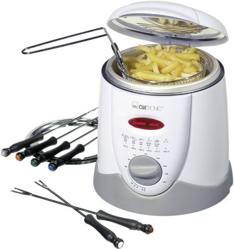 Clatronic FFR 2916 Fondue-Fritteuse 840W mit manueller Temperatureinstellung Weiß, Grau von Clatronic