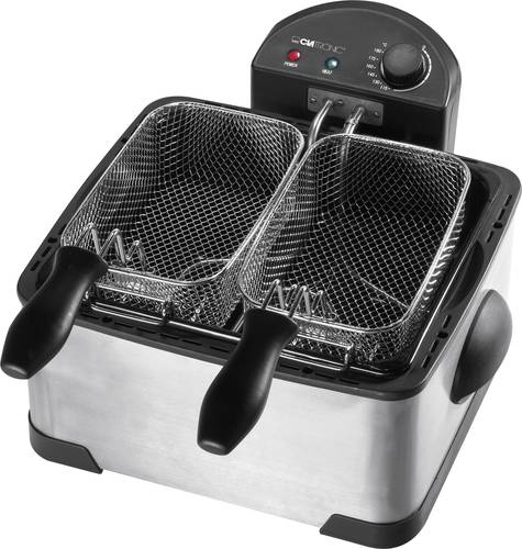 Clatronic FR 3195 Doppel Kaltzonen Fritteuse 2000W mit manueller Temperatureinstellung Edelstahl von Clatronic