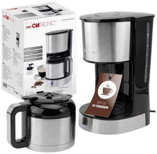 Clatronic KA 3805 Edelstahl-schwarz Kaffeemaschine Edelstahl Fassungsvermögen Tassen=10 Isolierkanne von Clatronic
