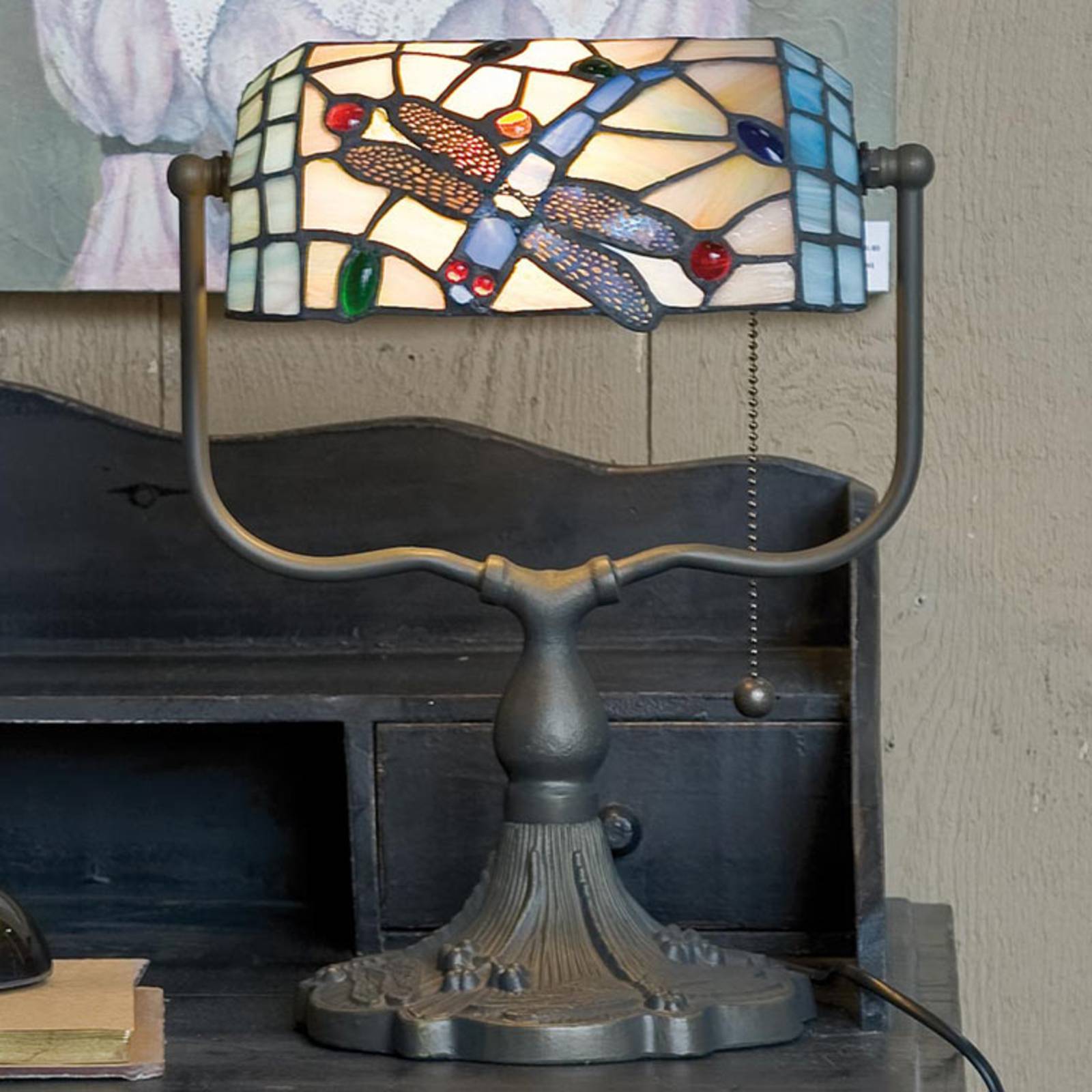 Bankierlampe Dragonfly im Tiffany-Stil von Clayre&Eef