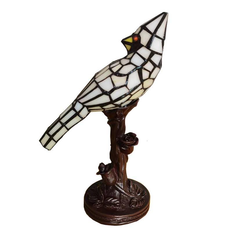 Tischlampe 5LL-6102N Vogel, creme Tiffany-Stil von Clayre&Eef