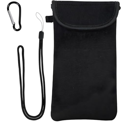 ClcIosis 2 Stück Handytaschen Tasche Für Handy Handytasche Zum Umhängen Universal Handyhülle Schlank Und Leicht Einfach Zu Tragen Mit Einem Langen Lanyard Und Einem Karabiner Schwarz(10X18CM) von ClcIosis