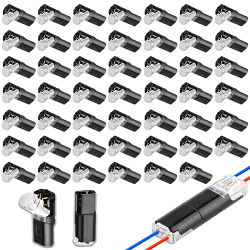 ClcIosis 50 Stück18-24 AWG Stück Kabelverbinder,Steckverbinder 2 Polig und Kabelverbinder 2 Polig,Schneller Steckverbinder Verbindungen 12V für Kabel Crimp Schwarz Robust für Außen Und Innenbereich von ClcIosis