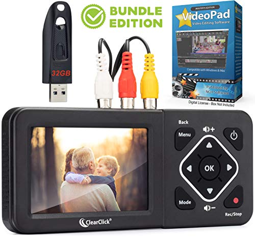 ClearClick Video-zu-Digital-Konverter 2.0 (zweite Generation) – Aufnahme von Videos von Videorekordern, VHS-Bändern, AV, RCA, Hi8, Camcorder, DVD, Gaming-Systemen (Bundle Edition) von ClearClick