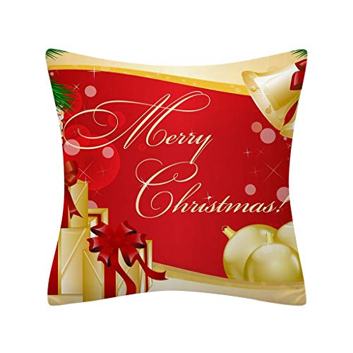 Frohe Weihnachten Kissenbezug Kissenhülle Kissenbezüge Hansee, Dekokissen Cases Eihnachtsbaumglocke Dekokissen Cover Platz Kissenbezug Protektoren für Sofa Wohnkultur 45cmx 45cm（J von Clearance! Hansee