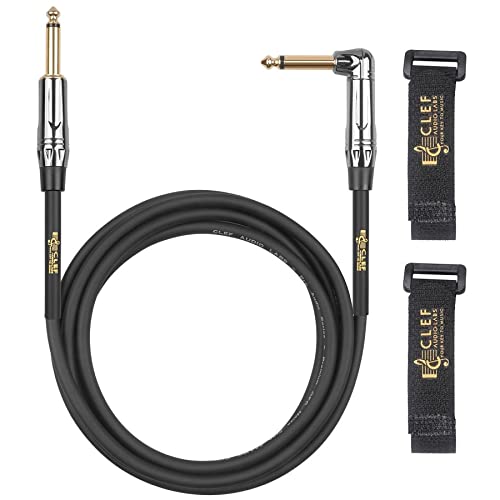 Clef Audio Labs Instrumenten-Gitarrenkabel, 6,1 m – 6,1 cm TS gerade auf rechtwinklig, für E-Bassgitarre, Verstärkerkabel, 22 AWG, Gehäuse aus schwarzer Zinklegierung, PVC-Ummantelung Clef Audio Labs Instrumenten-Gitarrenkabel, 6,1 m – 6,1 cm TS gerade auf rechtwinklig, für E-Bassgitarre, Verstärkerkabel, 22 AWG, Gehäuse aus schwarzer Zinklegierung, PVC-Ummantelung von Clef Audio Labs