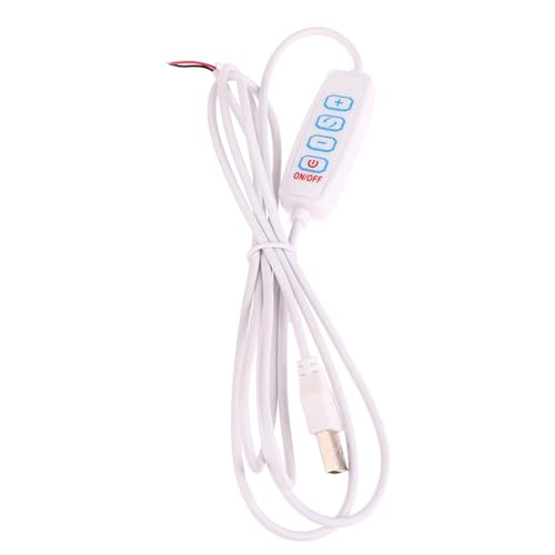 USB LED Dimme DC 5V dimmbarer Schalter 1.5M Kabel Lichtmodulator Lampe Linie Dimmer Controller Tischlampe Stromdraht (Weiß) von Cleiscry