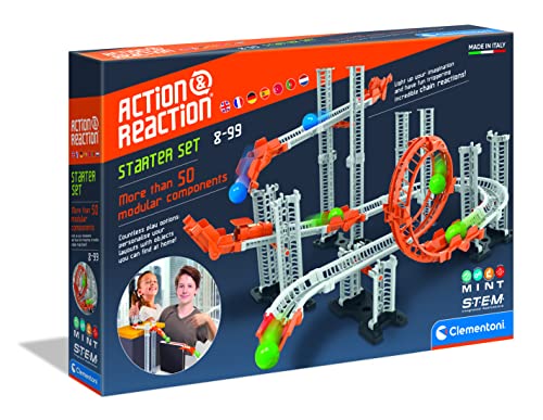 Clementoni 59302 Action & Reaction Starter Set, mehrteiliger Bausatz zum Konstruieren einer Kugelbahn, ideales Geschenk, Spielzeug für Kinder ab 8 Jahren von Clementoni