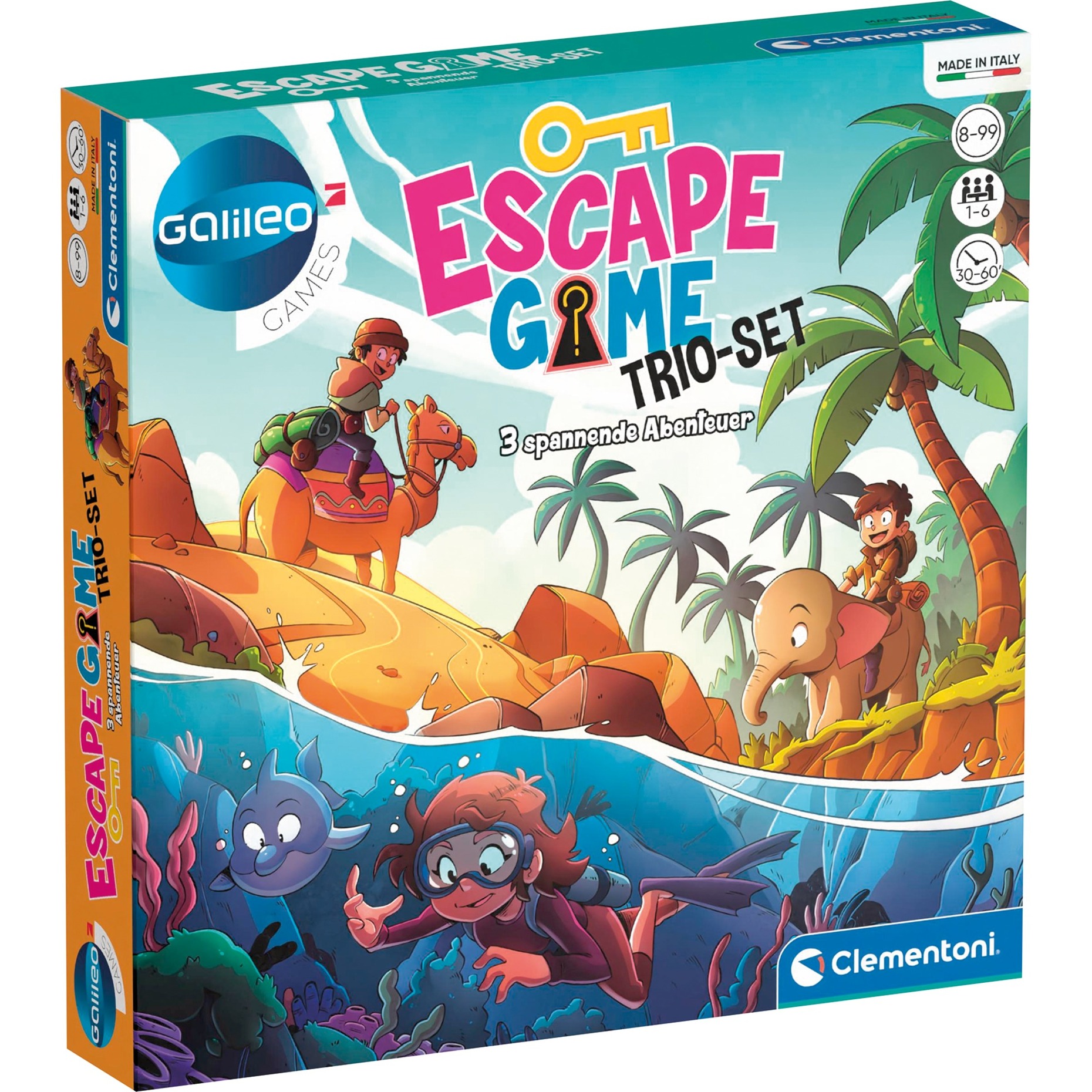 Escape Game Trio-Set, Partyspiel von Clementoni