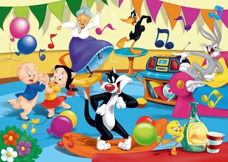 Kinder Puzzle Super Color Maxi 104 Teile - Looney Tunes Party 68 x 48 cm von Clementoni